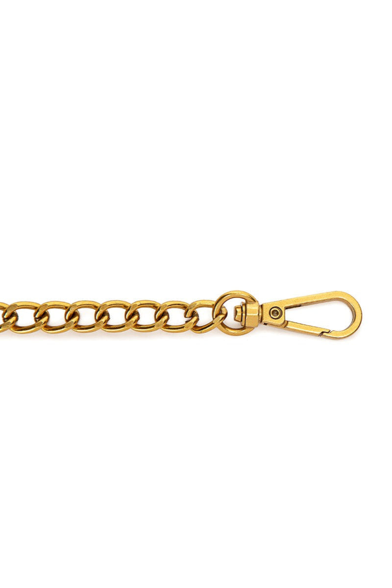 Gold chain with a clasp on a white background