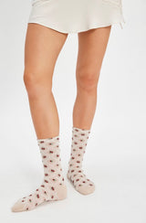 Floral Jacquard Trouser Sock | Ivory