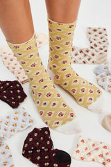 Floral Jacquard Trouser Sock | Yellow