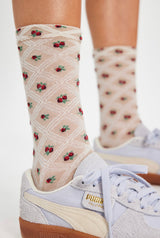 Floral Jacquard Trouser Sock | Ivory