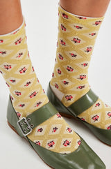 Floral Jacquard Trouser Sock | Yellow
