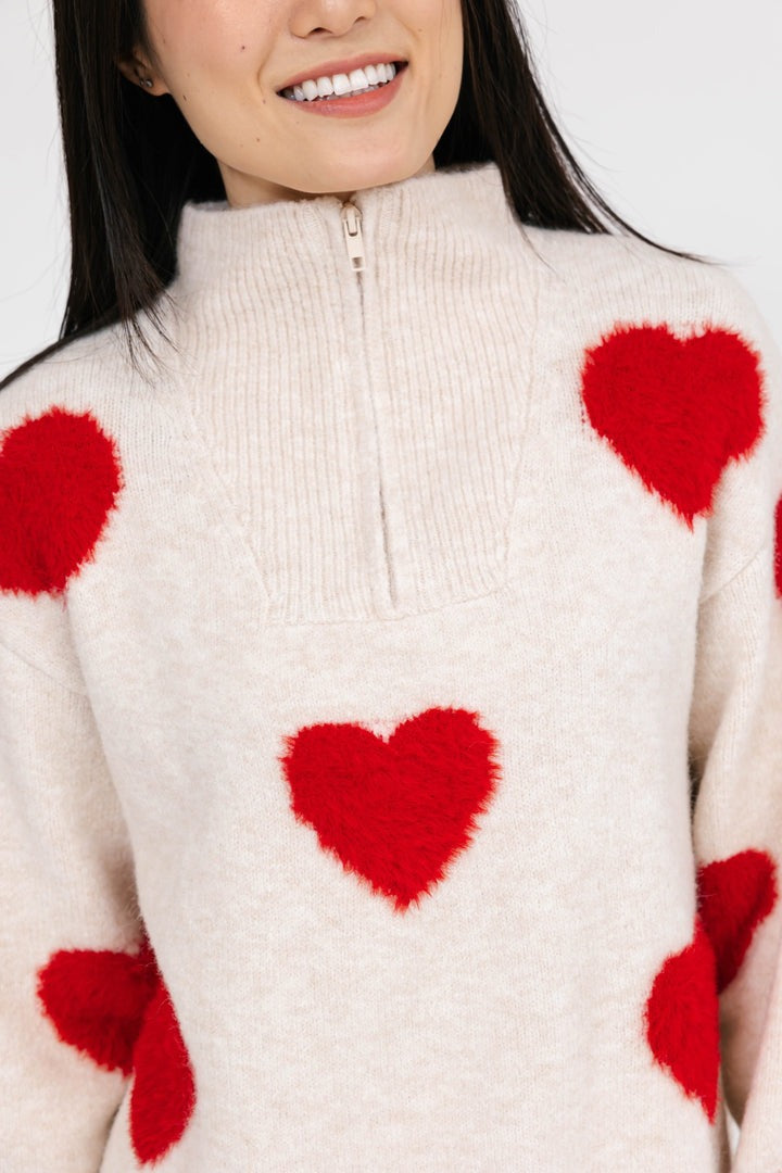 Galentine's Sweater | Red & Oatmeal