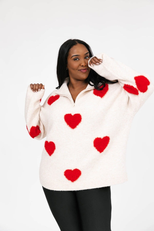 Galentine's Sweater | Red & Oatmeal