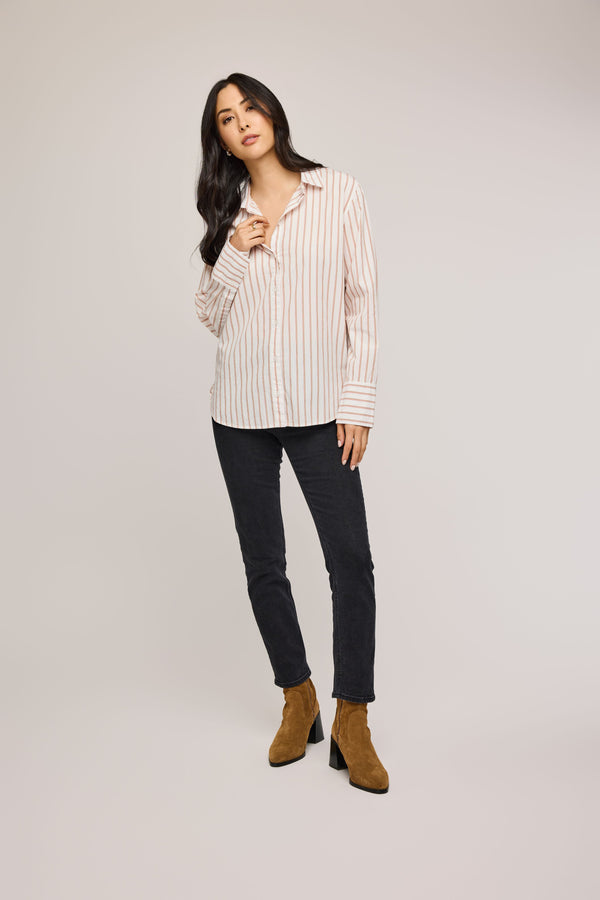 Valencia Button Down Top | White Stripe