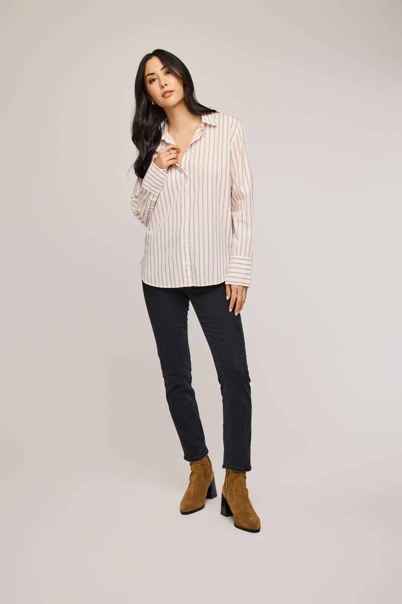 Valencia Button Down Top | White Stripe