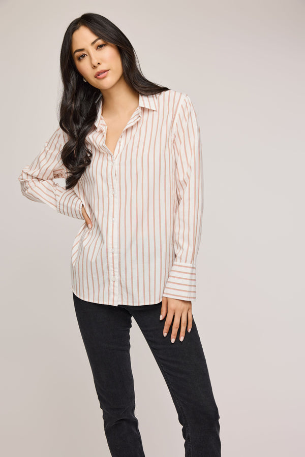 Valencia Button Down Top | White Stripe