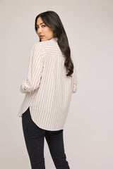 Valencia Button Down Top | White Stripe