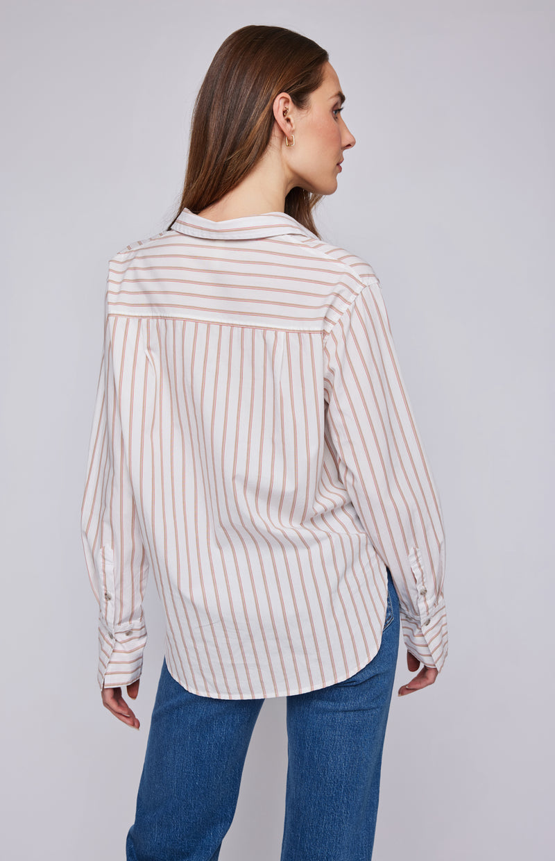 Valencia Button Down Top | White Stripe