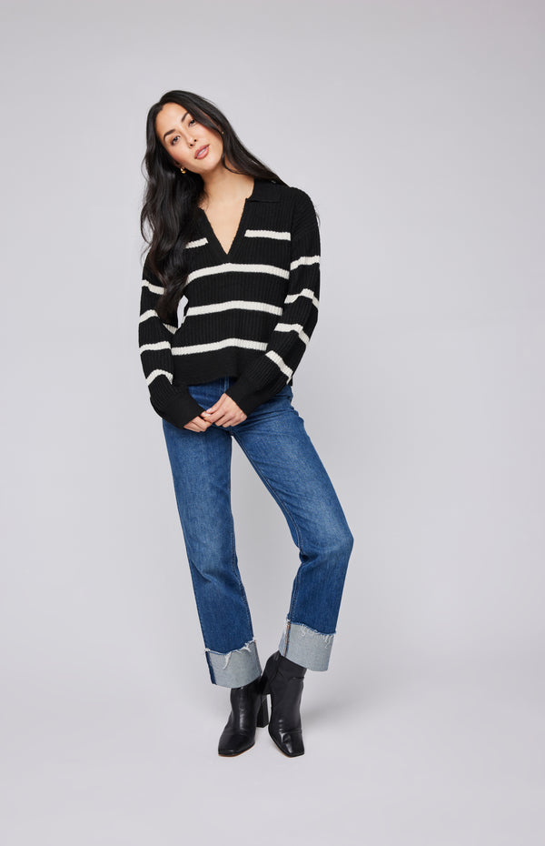 Beckett Pullover | Black Stripe