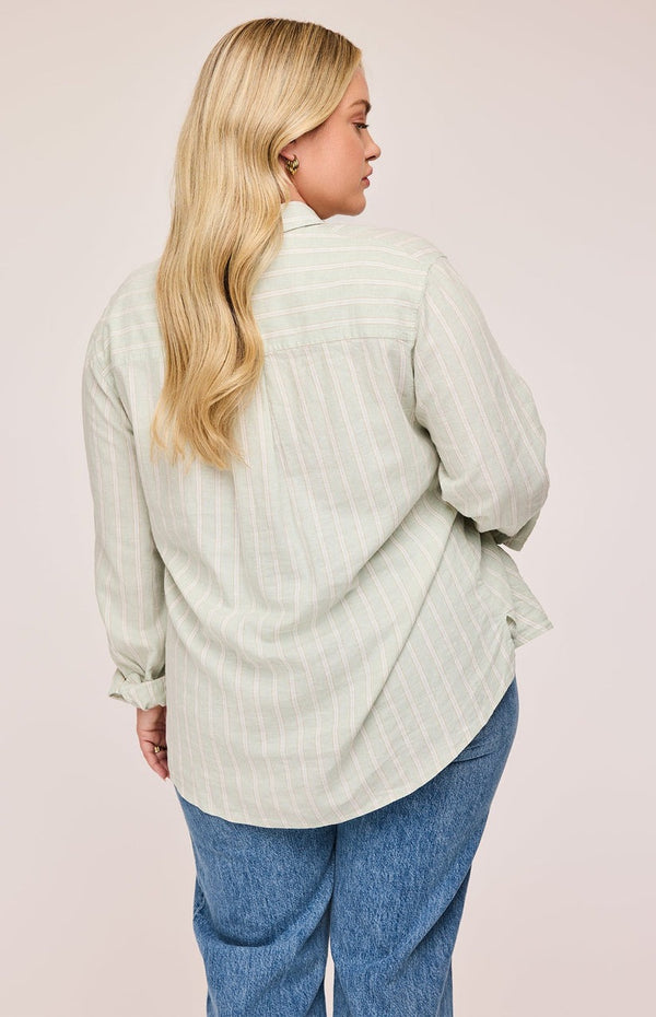 Dominique Button Down Top | Cactus Stripe