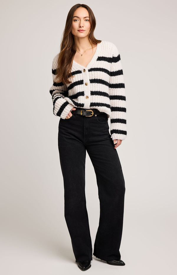 Melanie Cardigan | Black Stripe