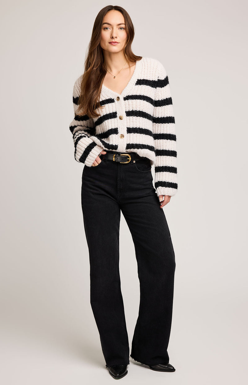Melanie Cardigan | Black Stripe