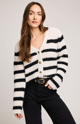 Melanie Cardigan | Black Stripe