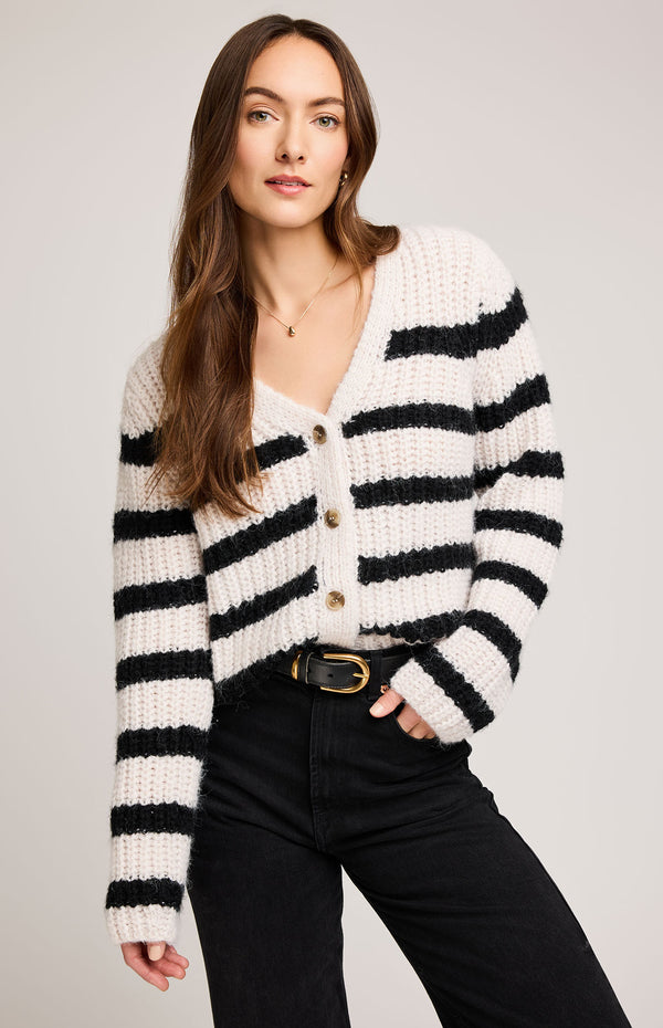 Melanie Cardigan | Black Stripe
