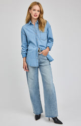 Whitney Button Down Top | Light Wash