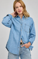 Whitney Button Down Top | Light Wash