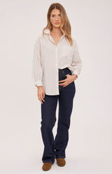 Orlando Button Down Top | Cream Stripe