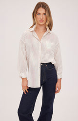 Orlando Button Down Top | Cream Stripe