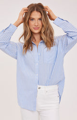 Orlando Button Down Top | Sky Stripe
