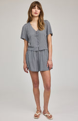 Becca Blouse | Navy Gingham