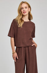 Gemini Linen Top | Espresso
