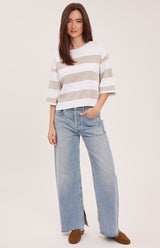 Amina Knit Top | Heather Cream Stripe