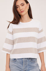 Amina Knit Top | Heather Cream Stripe