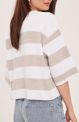 Amina Knit Top | Heather Cream Stripe