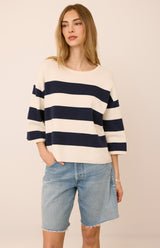 Amina Knit Top | Navy Stripe