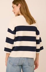 Amina Knit Top | Navy Stripe