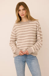 Wanda Pullover Sweater | Latte Stripe