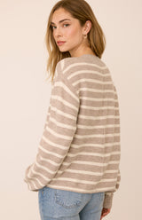 Wanda Pullover Sweater | Latte Stripe