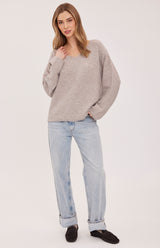 Annalise V-Neck Sweater | Heather Latte