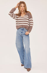 Tucker Pullover Sweater | Latte Stripe