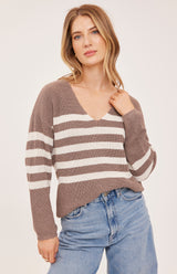 Tucker Pullover Sweater | Latte Stripe