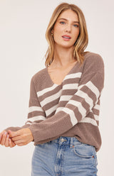 Tucker Pullover Sweater | Latte Stripe