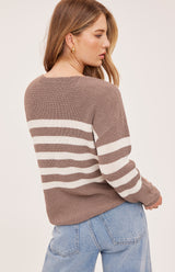 Tucker Pullover Sweater | Latte Stripe