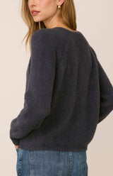 Filomena V-Neck Sweater | Smoke