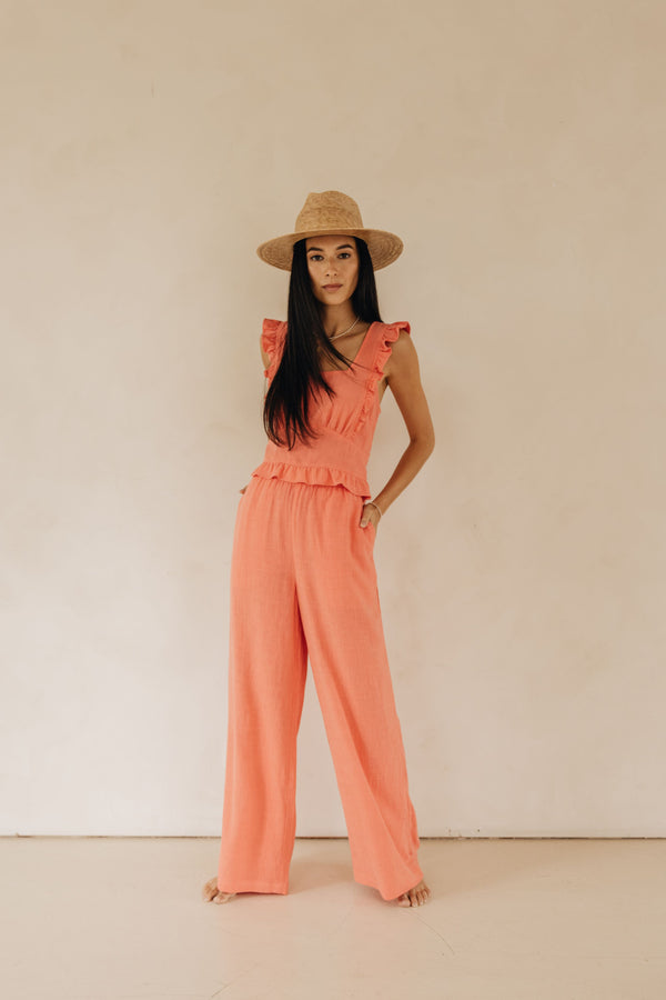 Shannon Linen Pants | Coral - FINAL SALE