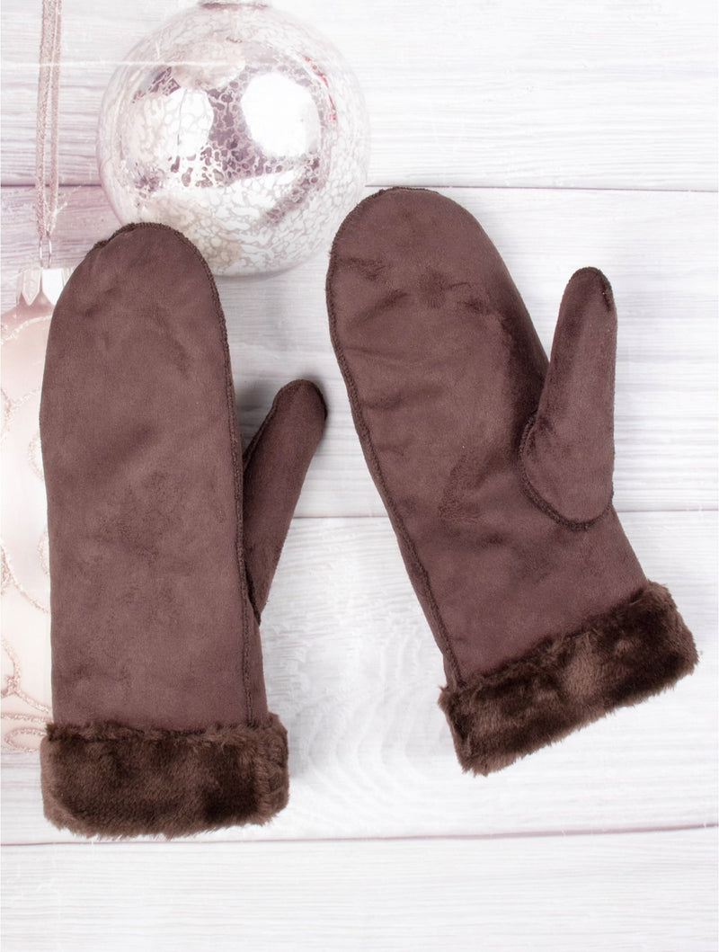 Sueded Mittens | Brown