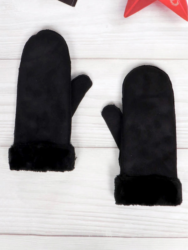 Sueded Mittens | Black