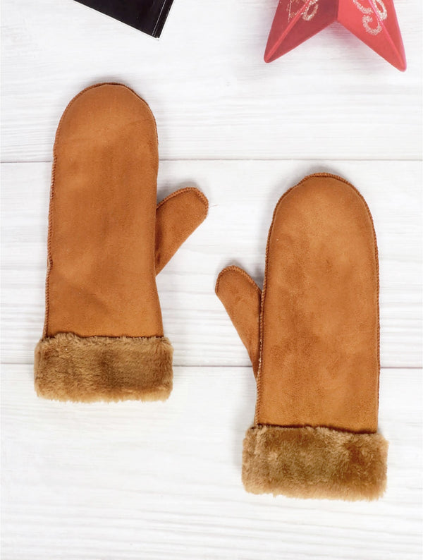 Sueded Mittens | Camel