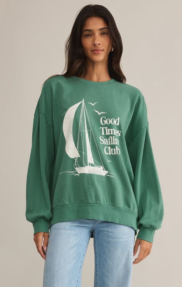 Sail Away Sunday Sweatshirt | Botanical Green