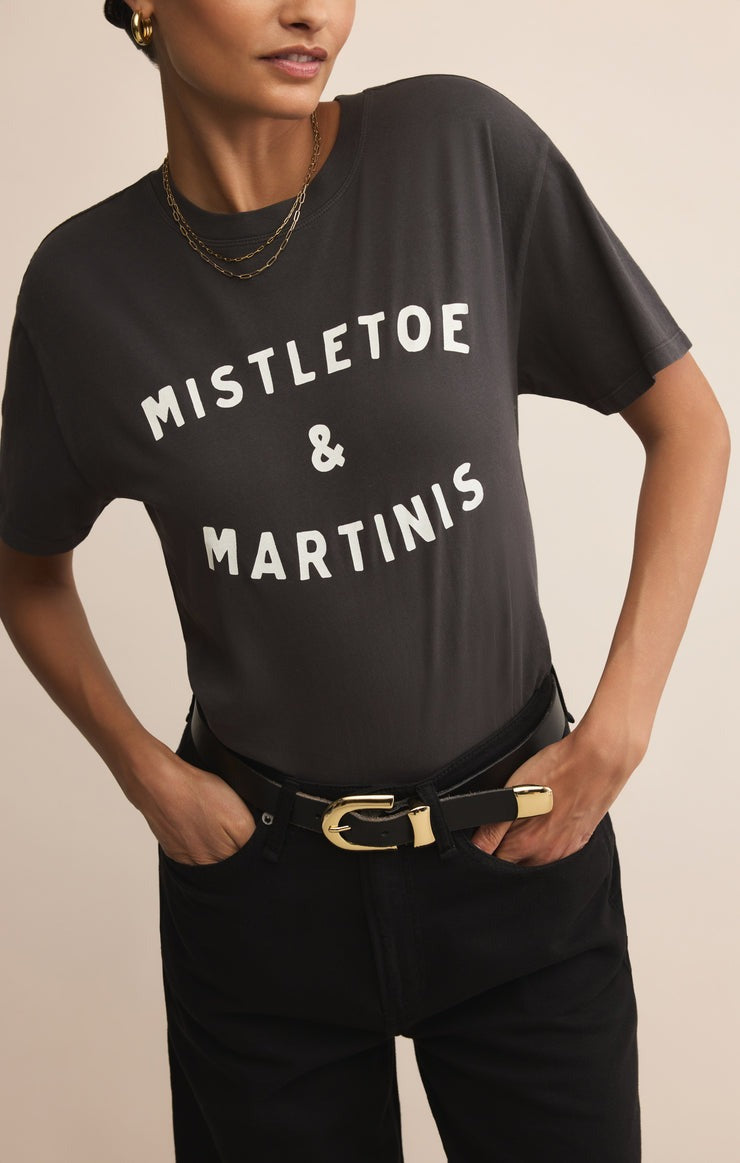 Mistletoe Boyfriend Tee | Black Sand