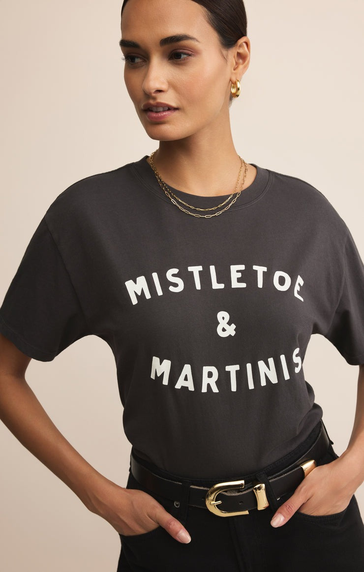 Mistletoe Boyfriend Tee | Black Sand