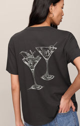Martini Boyfriend Tee | Black Sand
