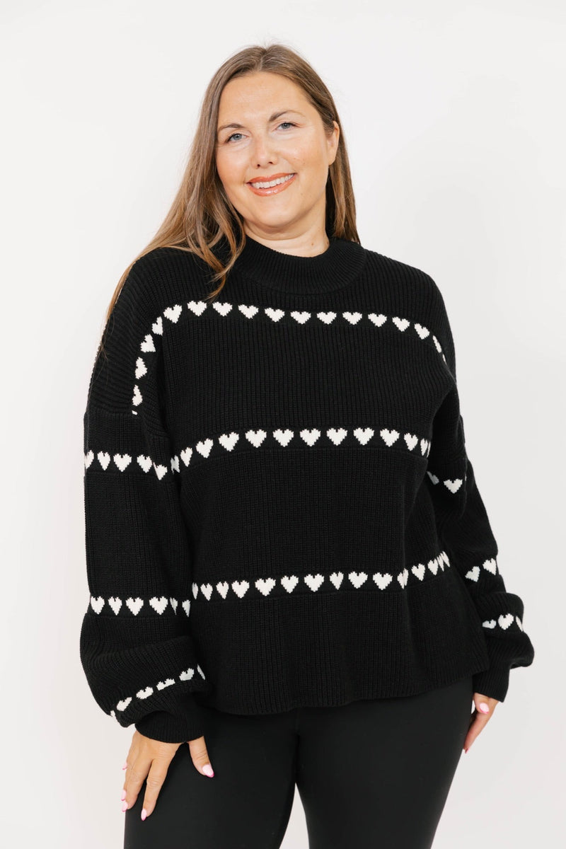 Follow Your Heart Sweater | Black & White