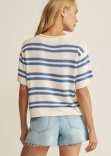 Prado Stripe Sweater Top | Lake Blue