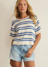 Prado Stripe Sweater Top | Lake Blue