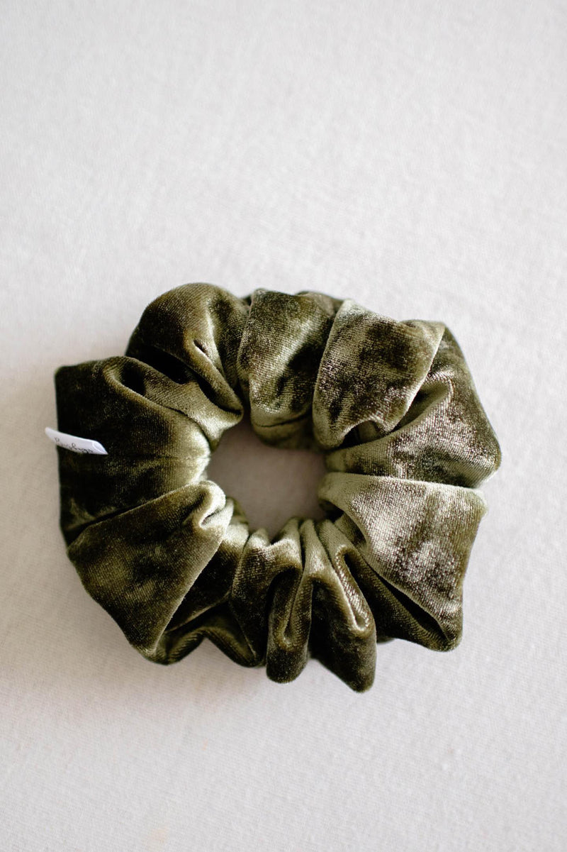 Barbays Scrunchie | Olive Crushed Velvet